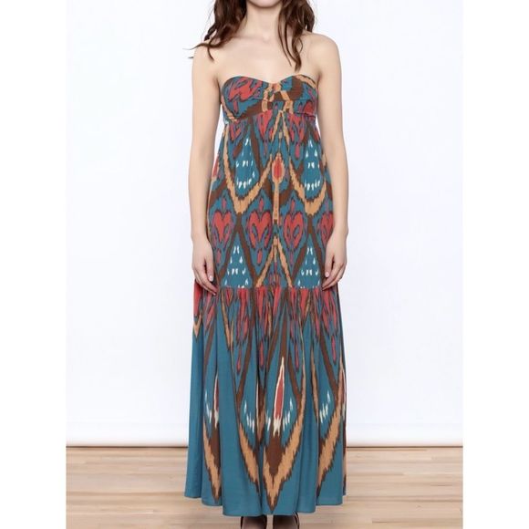 Free People Strapless Mojave Boho Maxi Dress Size M - Picture 14 of 14